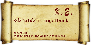 Káplár Engelbert névjegykártya